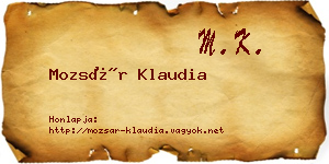 Mozsár Klaudia névjegykártya